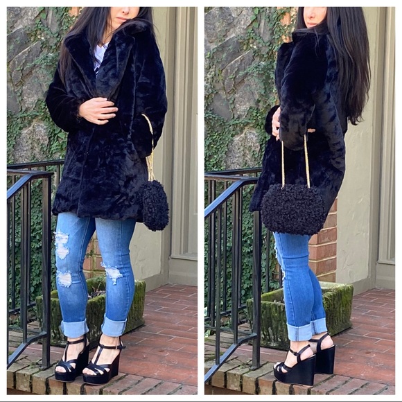 #56 ✨PARIS✨Gorgeous black faux fur jacket with pockets - Picture 5 of 8